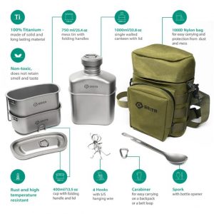 GRITR Titanium Camping Canteen Kit 2