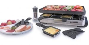 SWISSMAR Stelvio 8 Person Stainless Steel Raclette Grill with Aluminum Top (KF-77080)