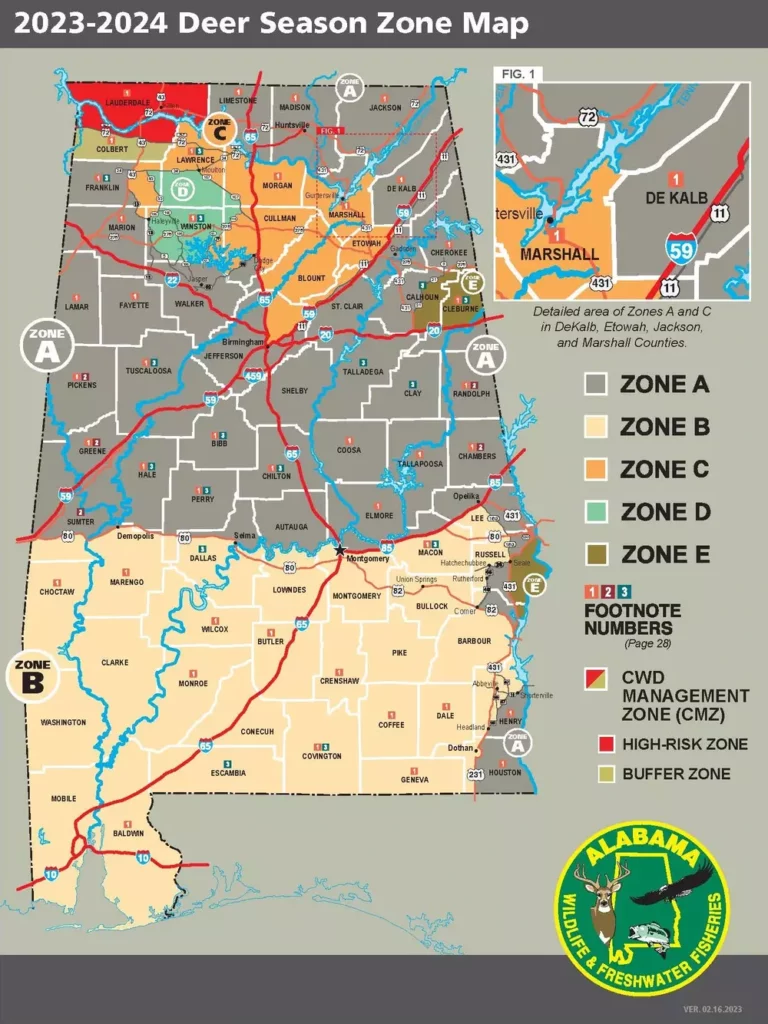 2023-2024 Deer Zone Map 