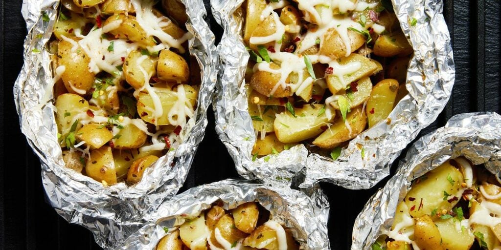 campfire potatoes camping recipe