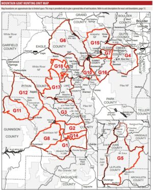Colorado Hunting Seasons 2024 2025 Guide Mountain Goat Gmu Map Colorado 300x373