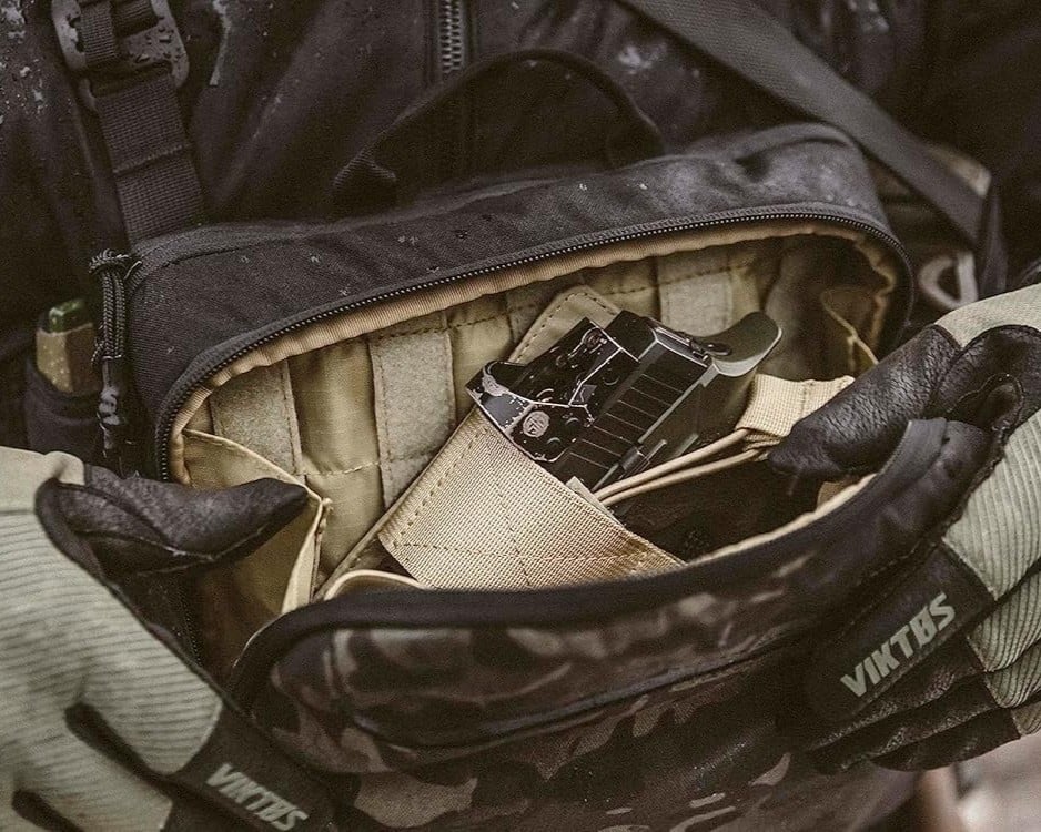 viktos chest rig with a pistol inside