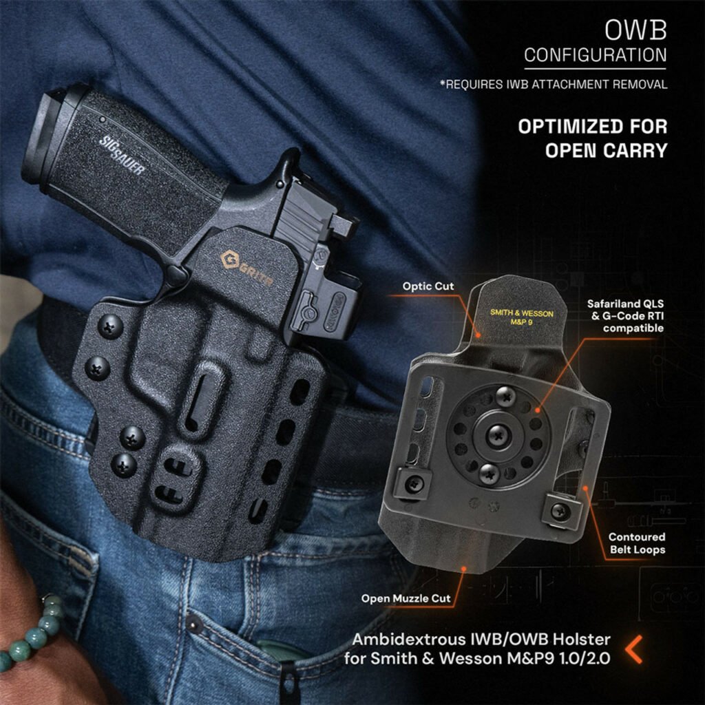 gritr omni holster features in owb configuration